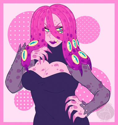 Bilocyte, a character belonging to rickydirigo. Drawn for Art Fight 2024